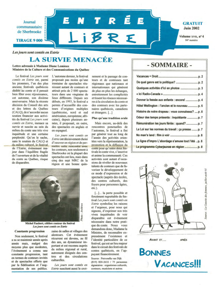 Couverture de la parution #84 juin 2002